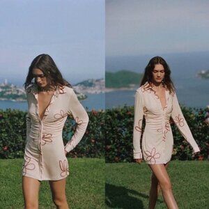 With Jean Andy Dress Chalk and Flowers Size M